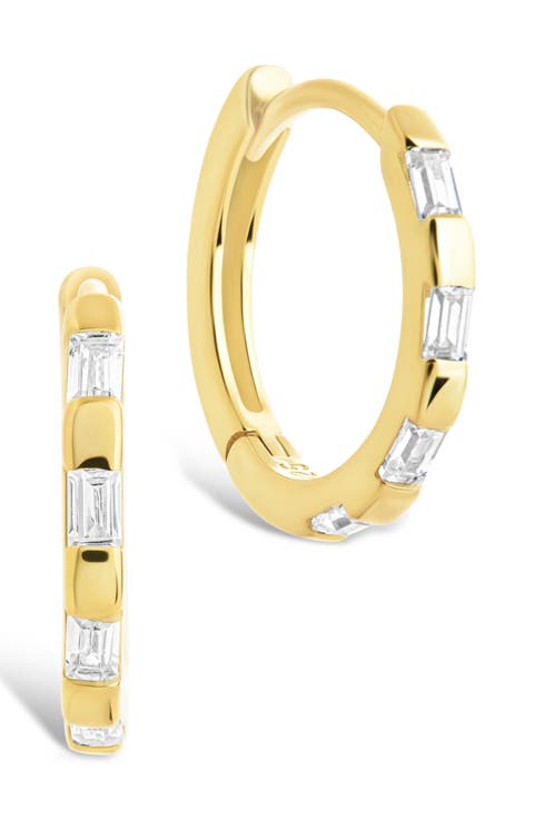Cubic Zirconia Baguette Hoop Earrings
