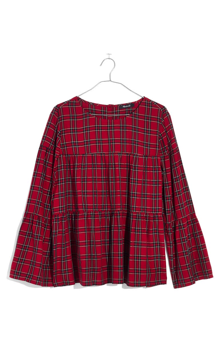 Madewell Plaid Tiered Button Back Top, Alternate, color,