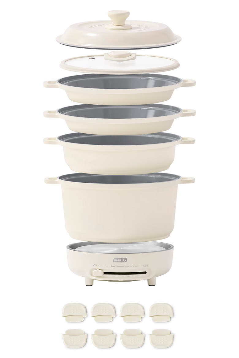 Stacks 16-Piece Cookware Set with Burner, Main, color, CREAM