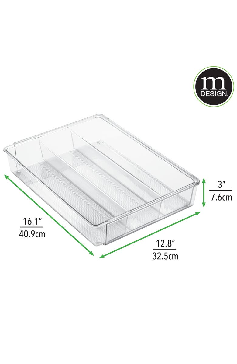 mDesign Plastic Adjustable/Expandable Drawer Storage Organizer, 4 Pack, Clear, Alternate, color,