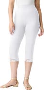 Roaman's Lace Trim Essential Stretch Capri Legging