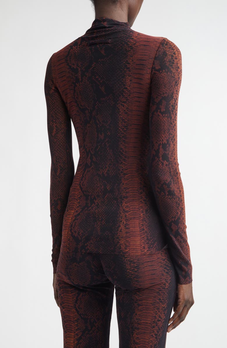 Jean Paul Gaultier Snakeskin Print Long Sleeve Mesh Top, Alternate, color, Brown/ Black
