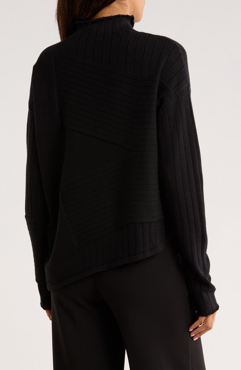 PATRIZIA LUCA Mock Neck Asymmetric Hem Sweater, Alternate, color, Black