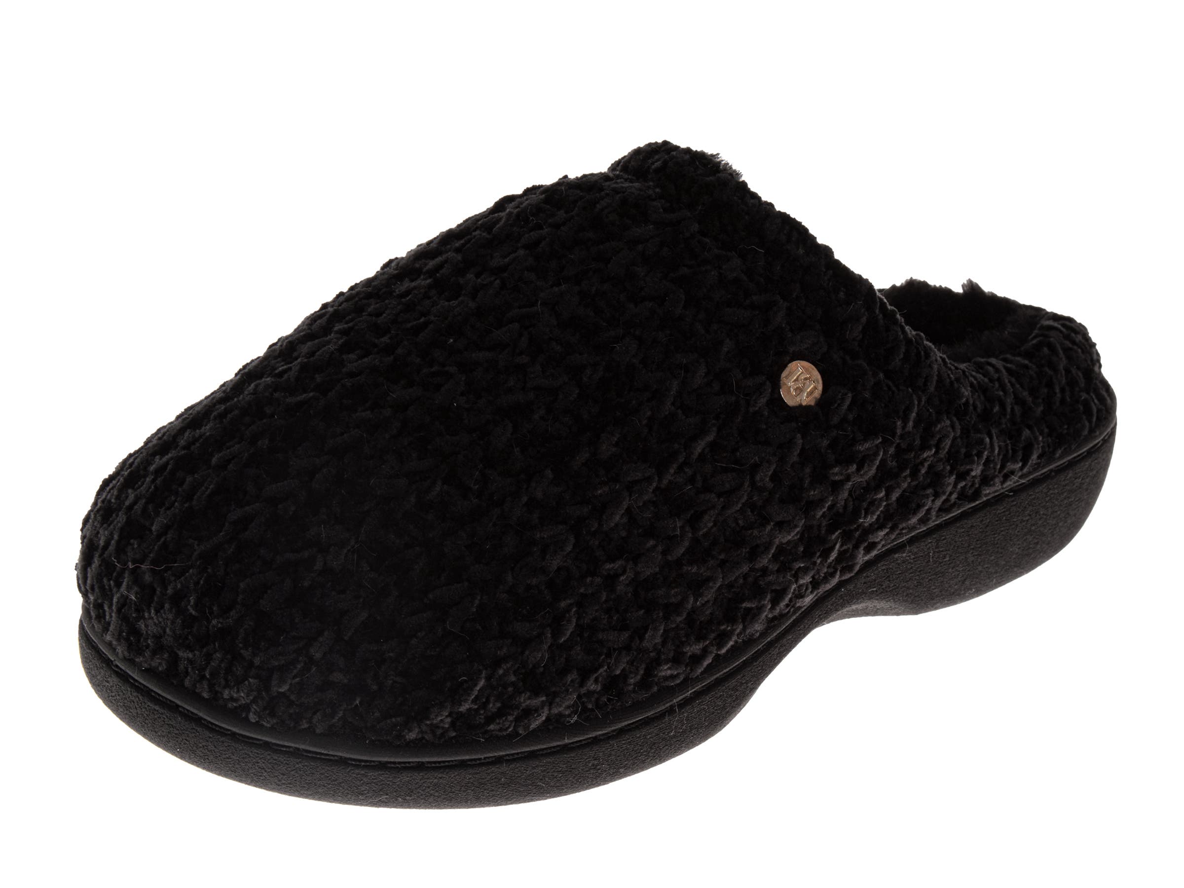 Womens Sparkling Ribbon Slippers, Main, color, BLACK