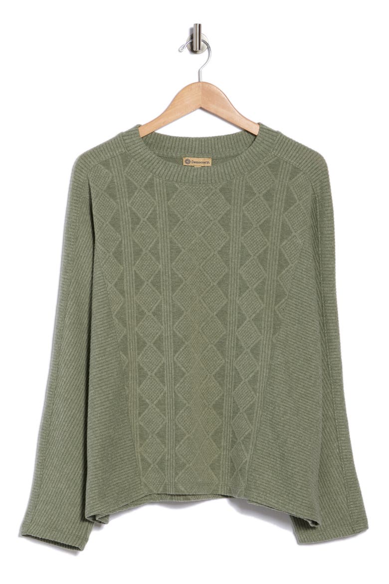 Textured Dolman Sleeve Sweater, Alternate, color, HEATHER OLIVE