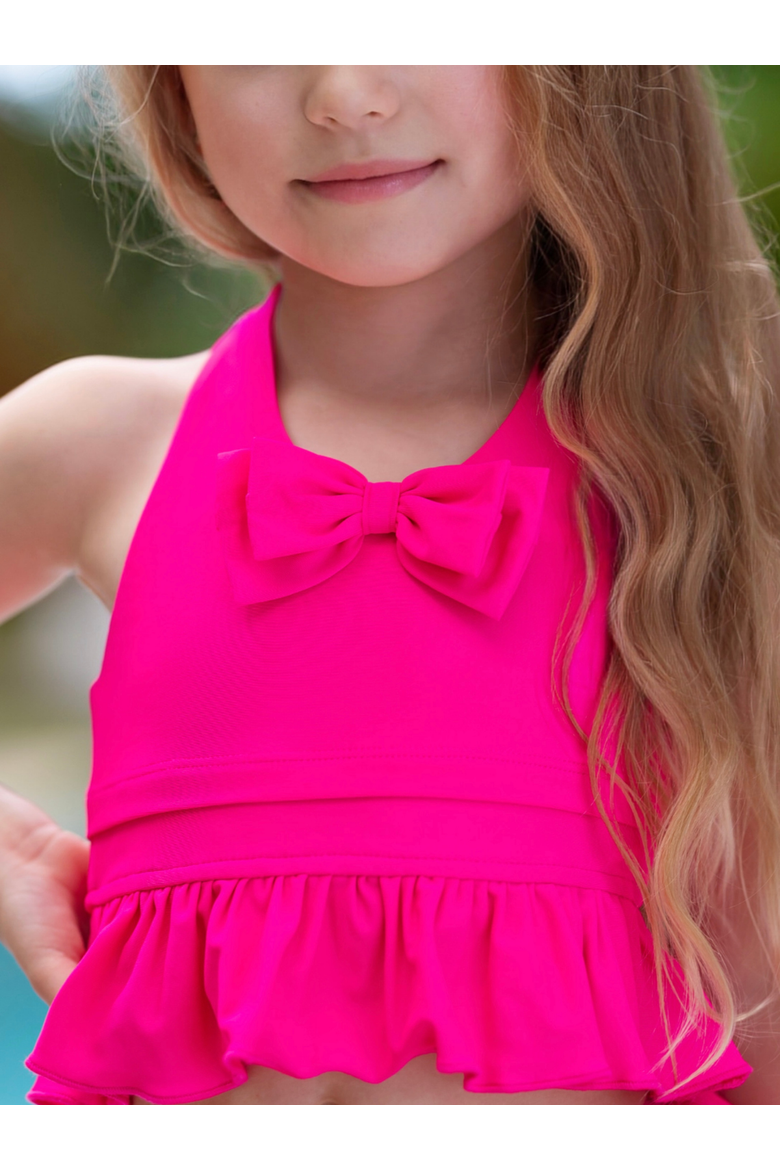 Boats and Bows Ruffle Skirt Two Piece Swimsuit, Alternate, color, Pink
