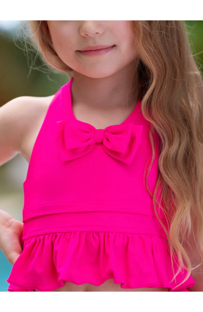 Mia Belle Girls Boats and Bows Ruffle Skirt Two Piece Swimsuit, Alternate, color, Pink