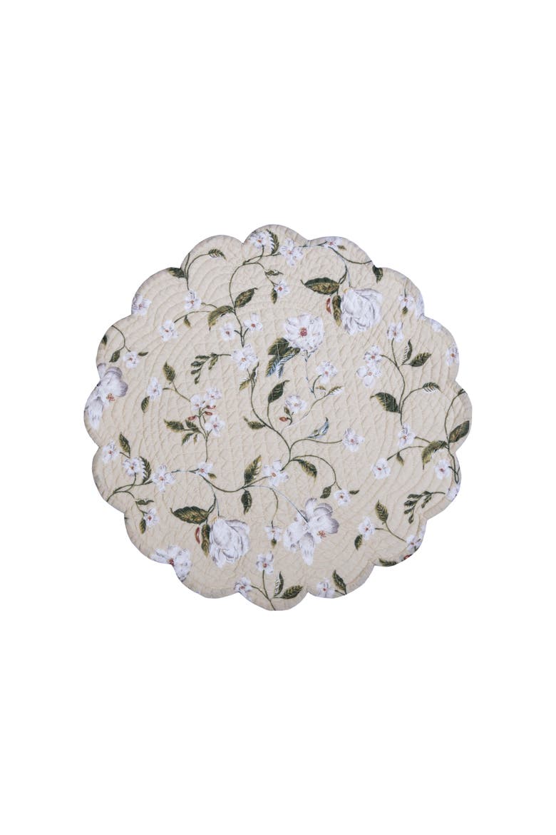 Garden Images Reversible Machine Washable Round Quilt Placemats Set of 6, Alternate, color, White