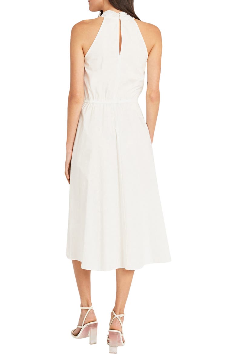 Maggy London Halter Neck O-Ring Poplin Midi Dress, Alternate, color,