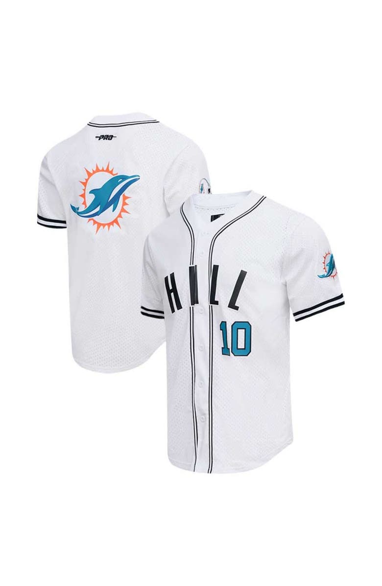 PRO STANDARD Men's Pro Standard Tyreek Hill White Miami Dolphins Mesh Baseball Button-Up T-Shirt, Main, color, White
