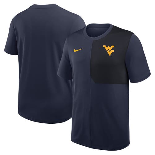 Nike Navy West Virginia Mountaineers 2025 Sideline Uv Performance Coach T-shirt In Blue