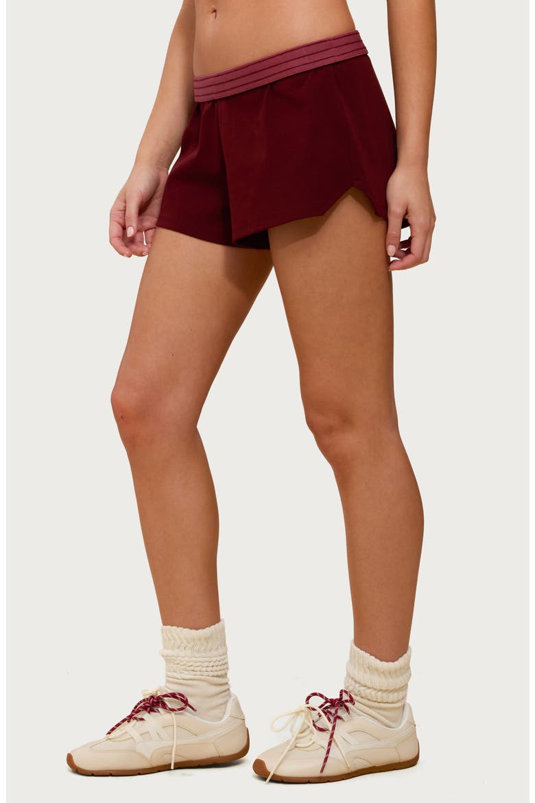Noemi Stripe Foldover Shorts, Alternate, color, BURGUNDY