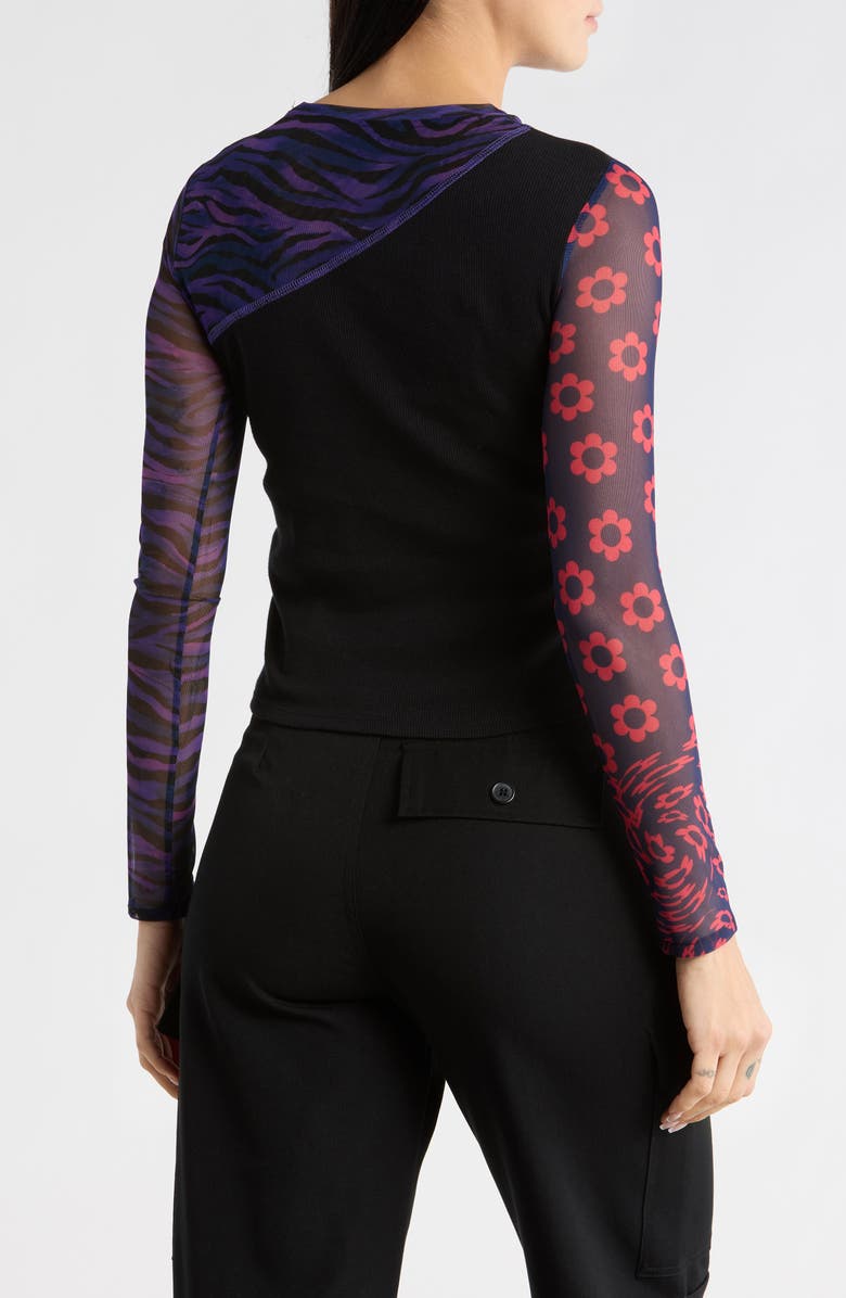 Desigual Long Sleeve Knit Graphic T-Shirt, Alternate, color, Black