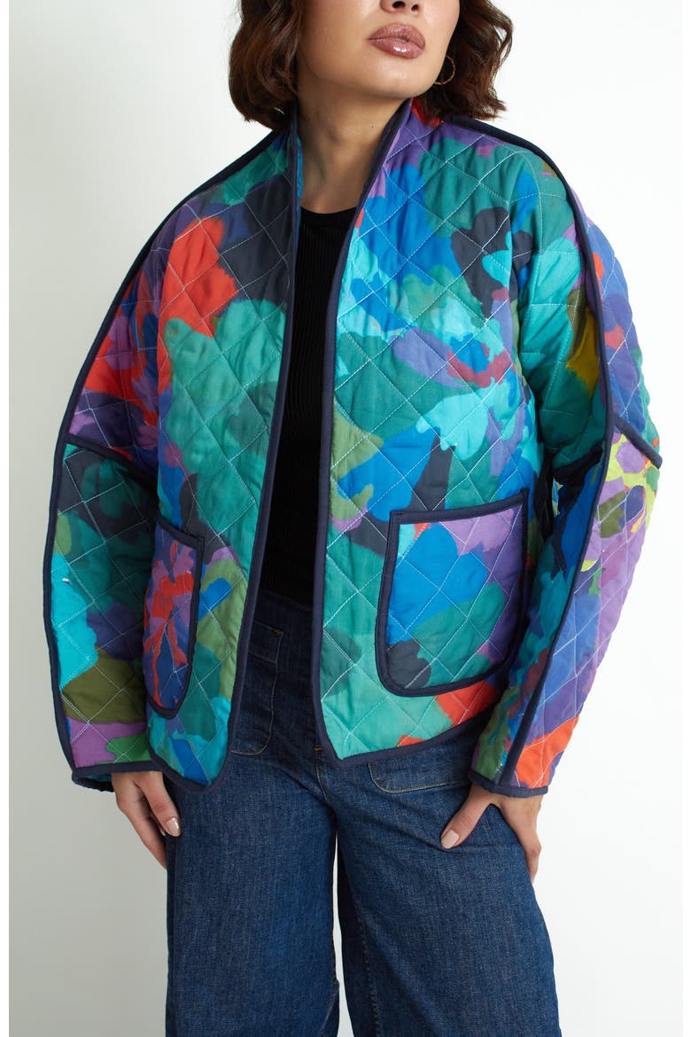 Marcia Reversible Jacket, Alternate, color, Floral Camo Blue / Green