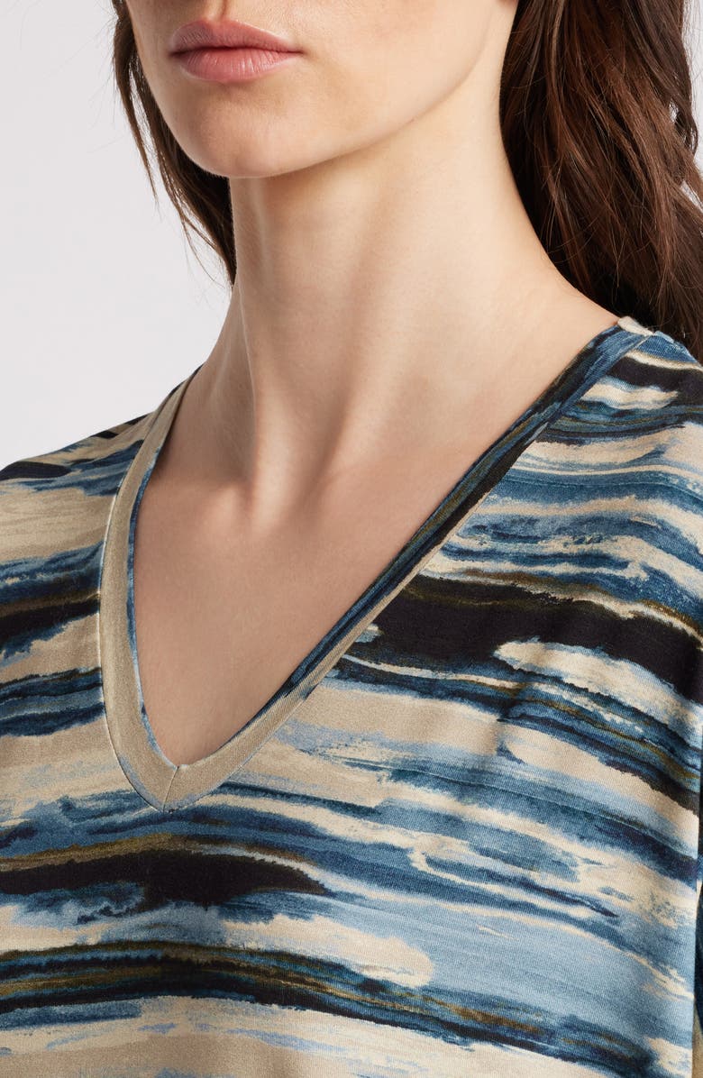 Masai Copenhagen Nyrini Abstract Print V-Neck Midi Dress, Alternate, color, 