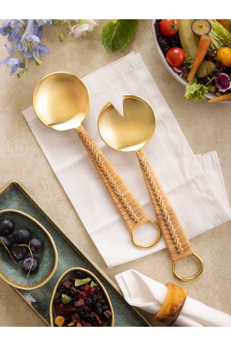 Helsinki Salad Servers, Set of 2, Alternate, color, Gold