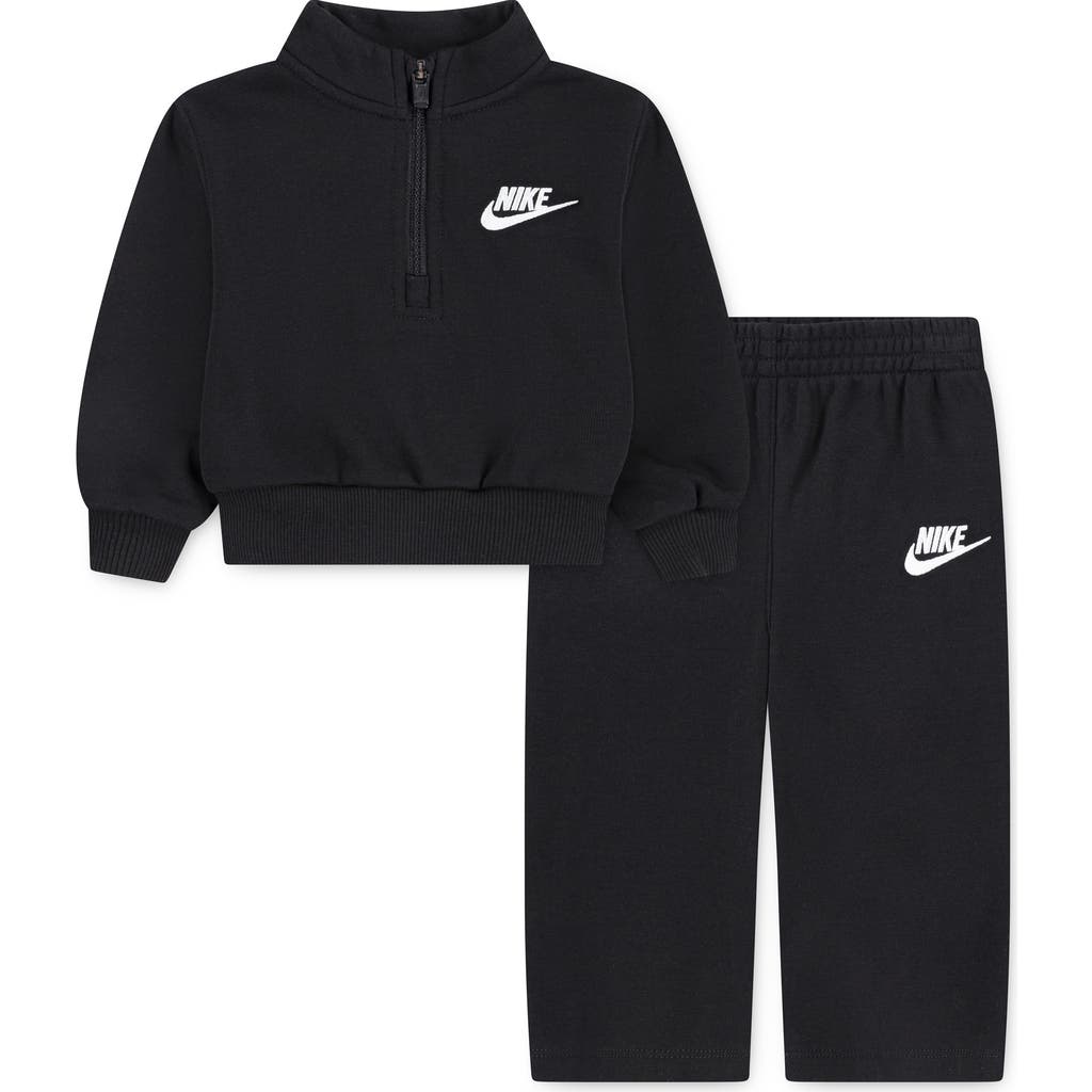 Nike Club Essentials Fleece Half Zip Pullover & Sweatpants Set In Black