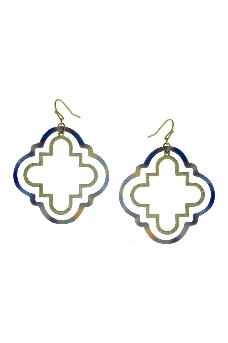 Aria Geometric Quatrefoil Drop Earrings, Main, color, GOLD / MULTI
