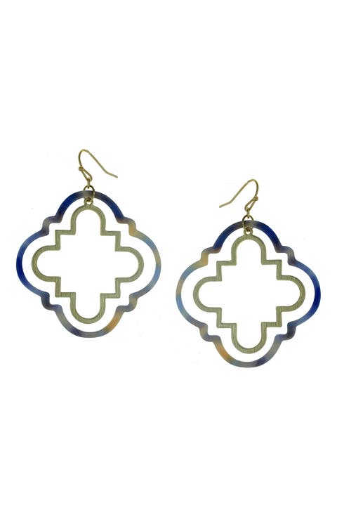 Aria Geometric Quatrefoil Drop Earrings
