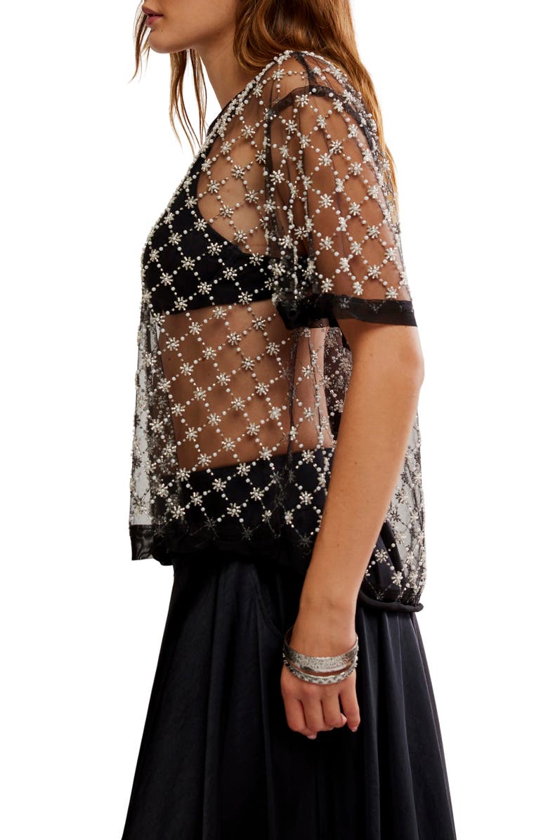 Free People Loir Embellished Knit Top, Alternate, color, Black