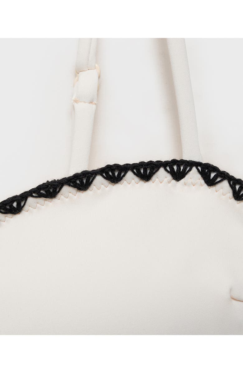 MANGO Contrast Embroidery Bikini Top, Alternate, color, White