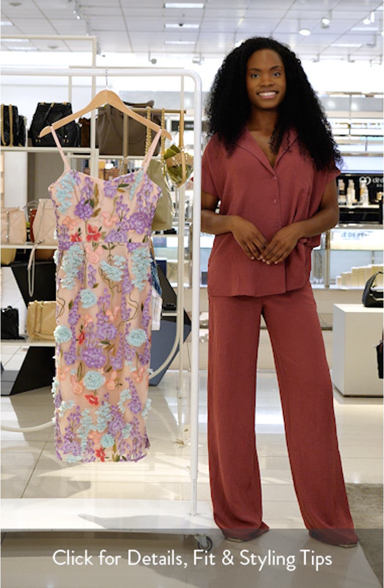 Blakely Floral Embroidered Body-Con Cocktail Midi Dress, sales video thumbnail