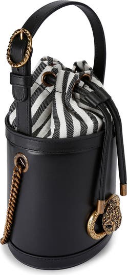 Small Chelsea Leather Round Bucket Bag