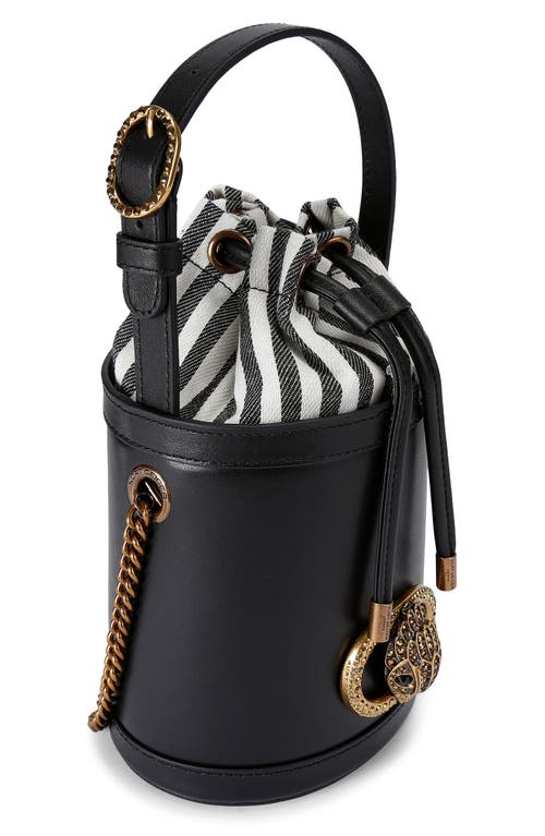 Kurt Geiger London Small Chelsea Leather Round Bucket Bag In Black