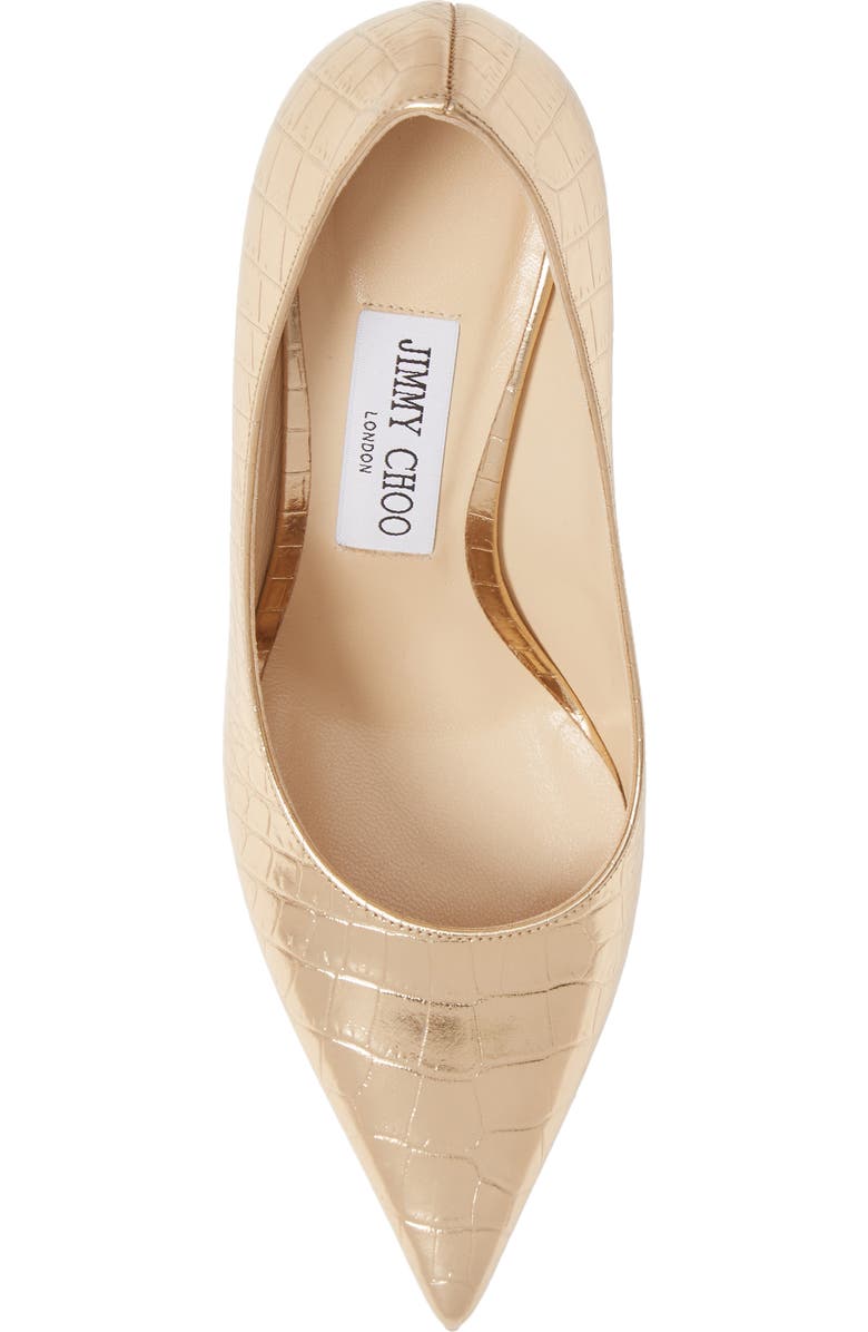 Jimmy Choo Love Metallic Croc Embossed Pointed Toe Pump, Alternate, color,