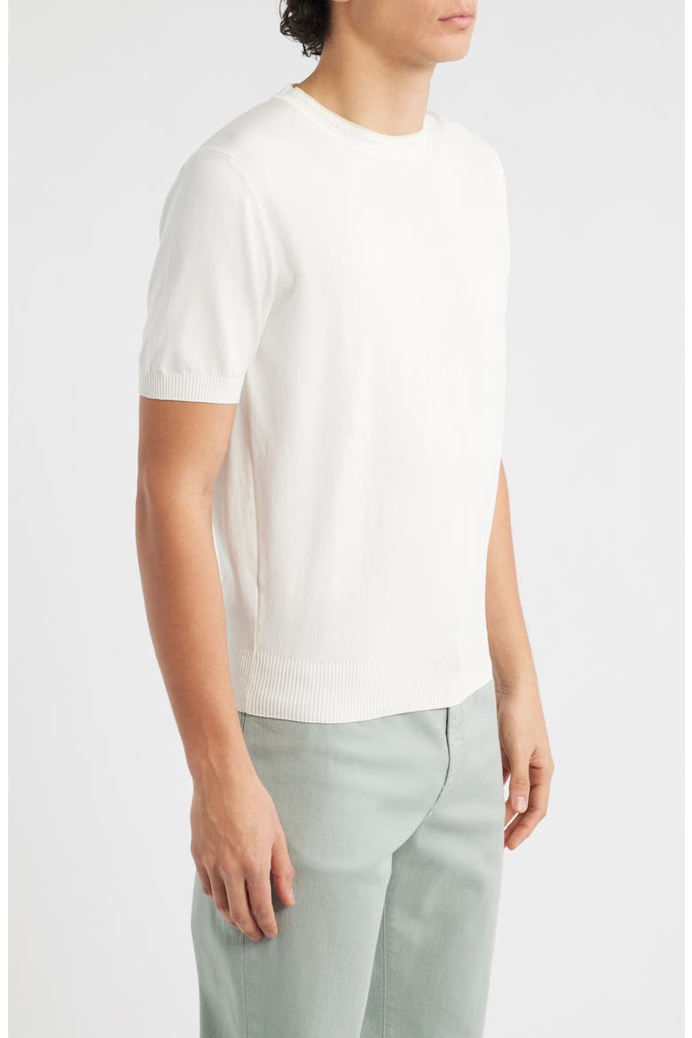 Short Sleeve Cotton Crewneck Sweater, Alternate, color, WHITE
