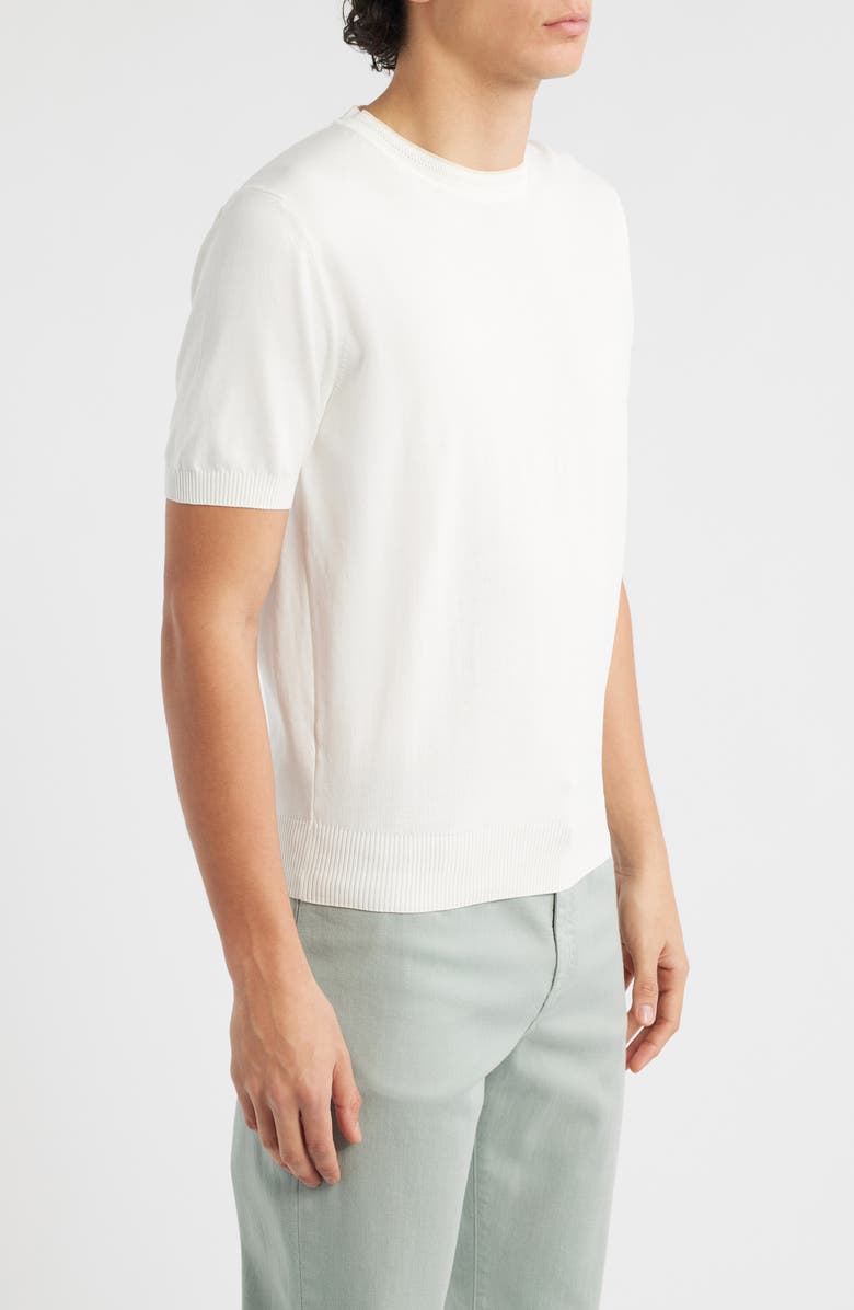 Canali Short Sleeve Cotton Crewneck Sweater, Alternate, color, White