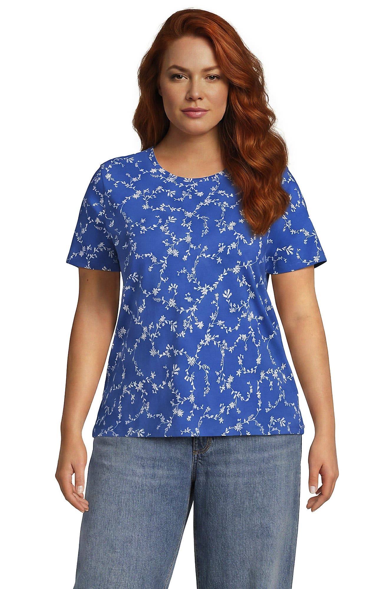 Muted Cobalt Blue Floral Vine