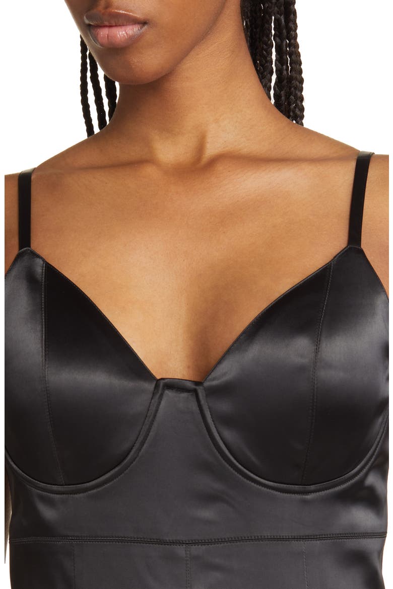 Satin Corset Dress, Alternate, color, BLACK