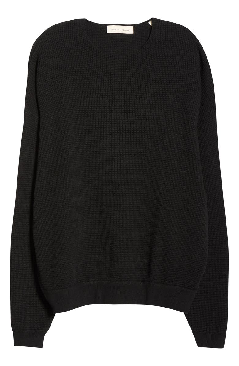 Fear of God Essentials '90s Waffle Knit Sweater, Main, color, Vintage Black