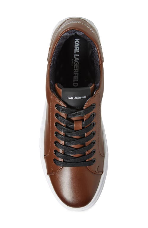 Karl Lagerfeld Paris Leather Low Top Sneaker In Cognac