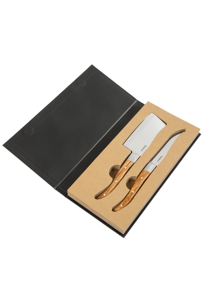 German Steel Cheese Knife Set with Olive Wood Handles - Artisan Soft & Hard Cheese Knives for Charcuterie, Alternate, color, Natural Wood
