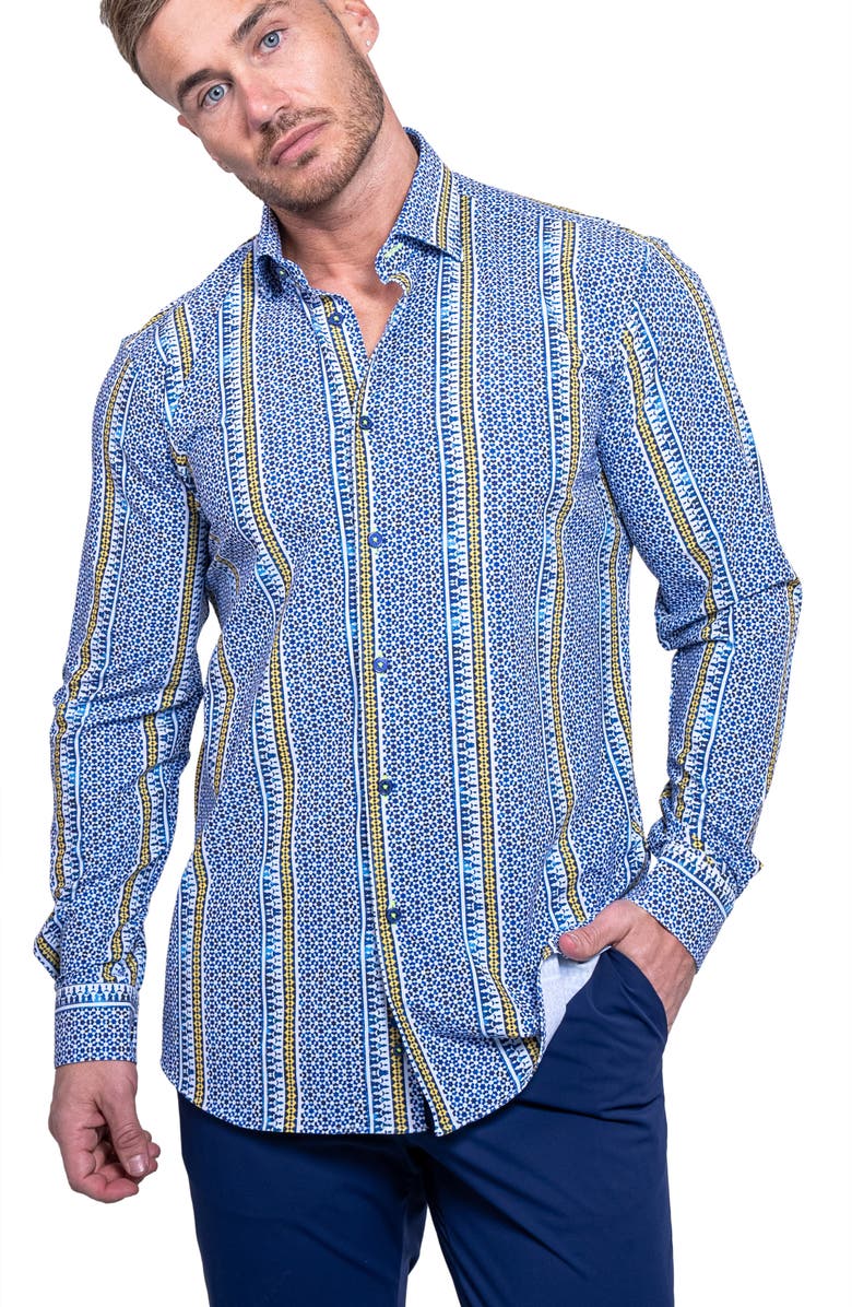Maceoo Fibonacci Resistance Contemporary Fit Button-Up Shirt, Alternate, color, Blue