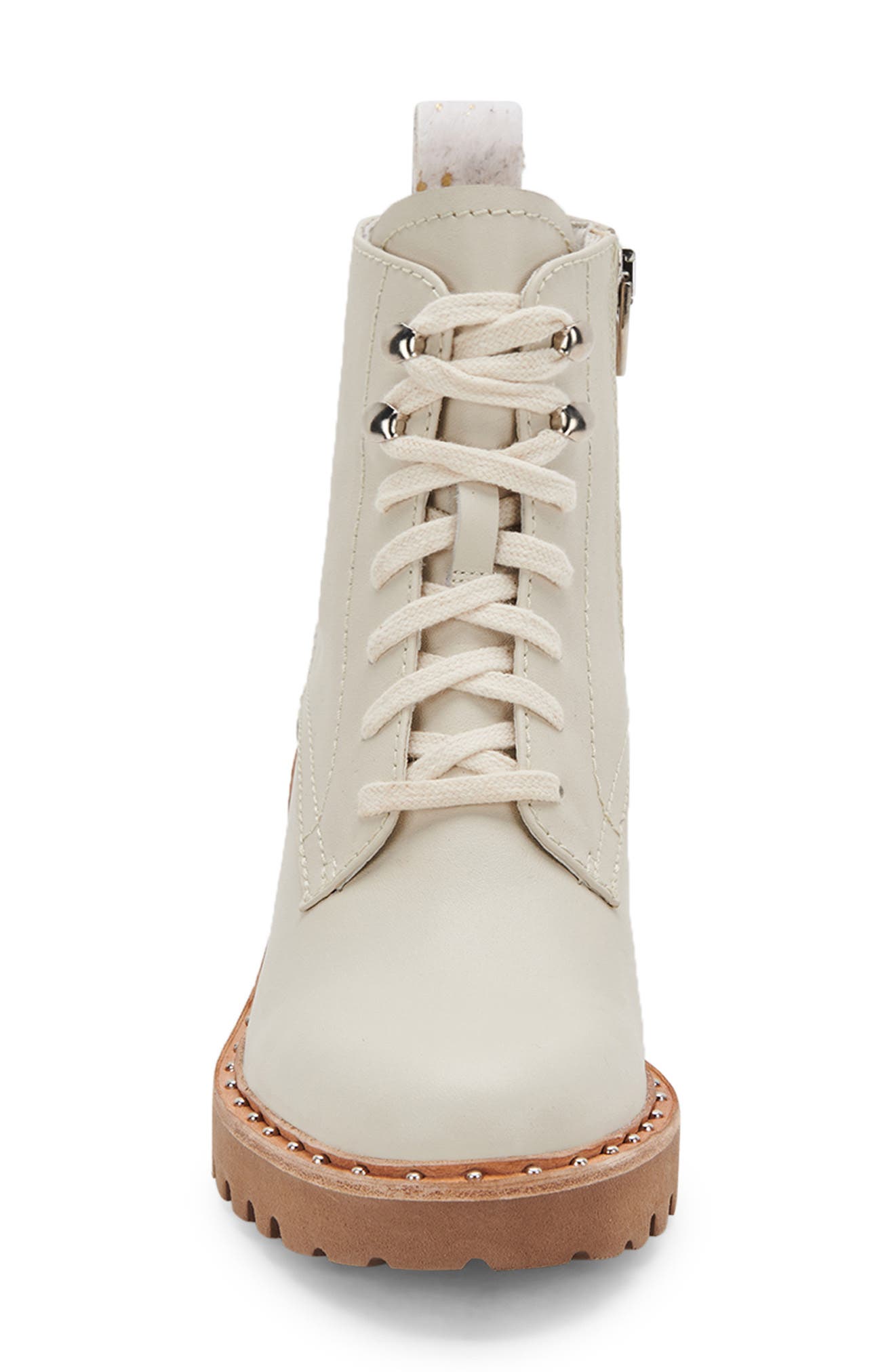Hinto Studded Lug Sole Bootie, Alternate, color, IVORY LEATHER