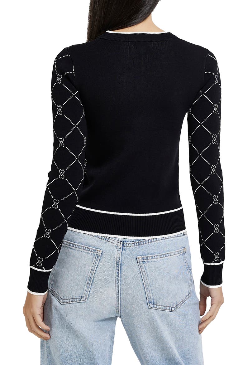 Argyle Heart Cardigan, Alternate, color, BLACK