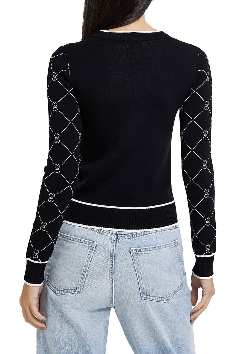 River Island Argyle Heart Cardigan, Alternate, color, Black