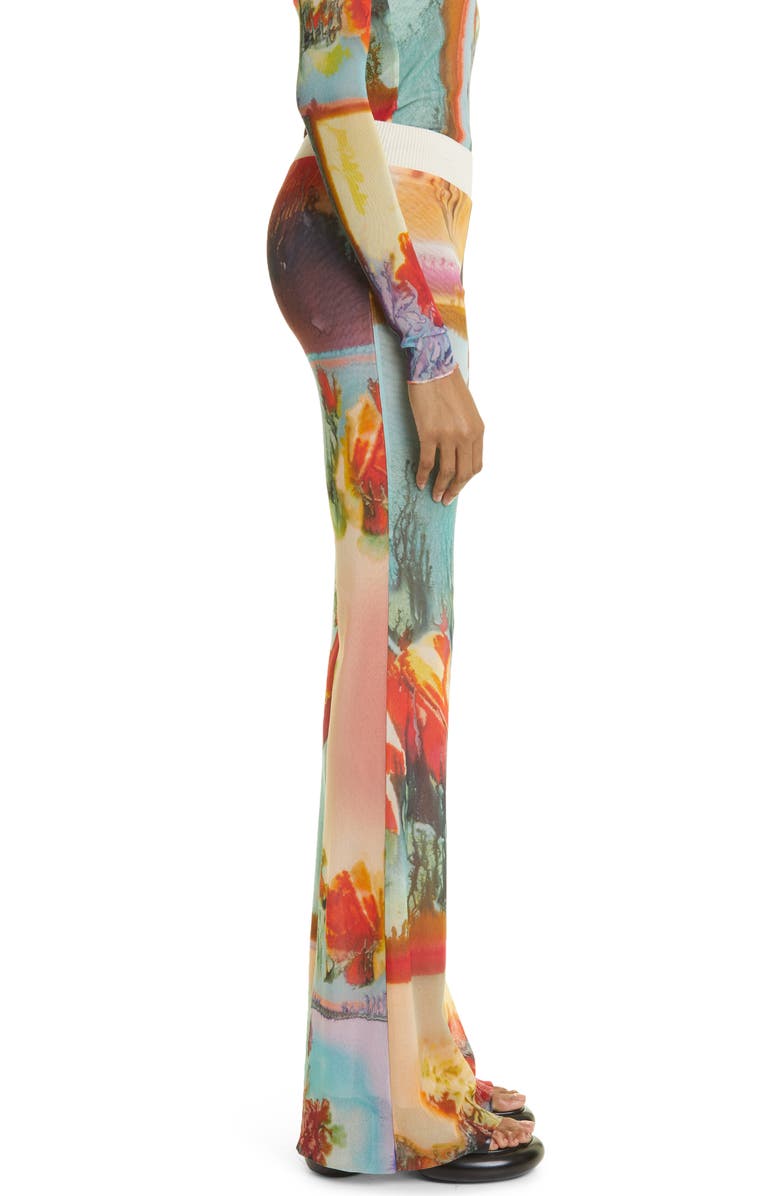 Jean Paul Gaultier Scarf Print Tulle Flare Leg Pants, Alternate, color, 