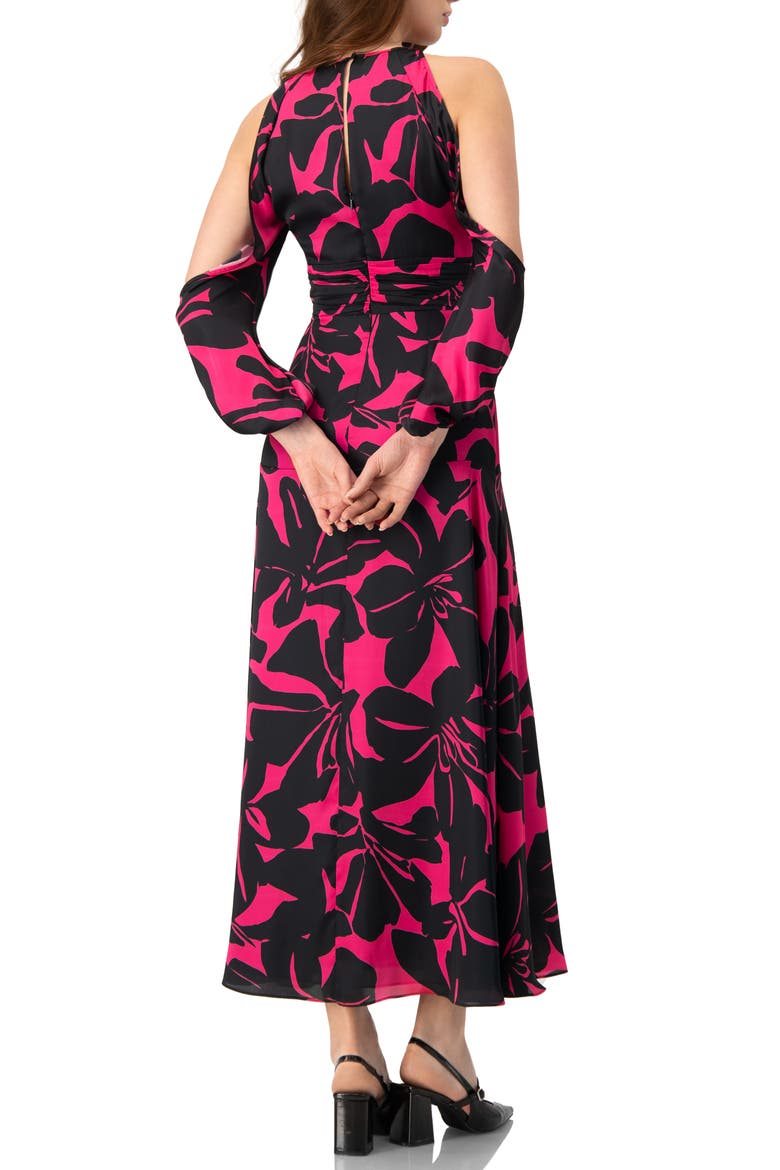 Off-Shoulder Long Sleeve Maxi Dress, Alternate, color, Fuchsia