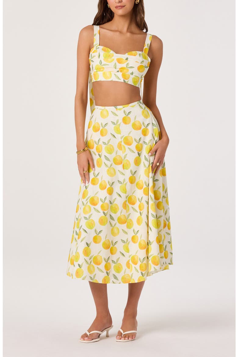 Myria Lemon Print Midi Skirt, Alternate, color, LEMON PRINT