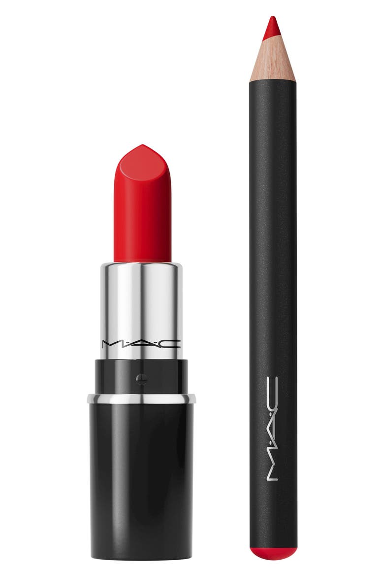 Tiny Treasures Mini Lipstick + Lip Liner Pencil Duo Gift Set $31 Value, Main, color, RED