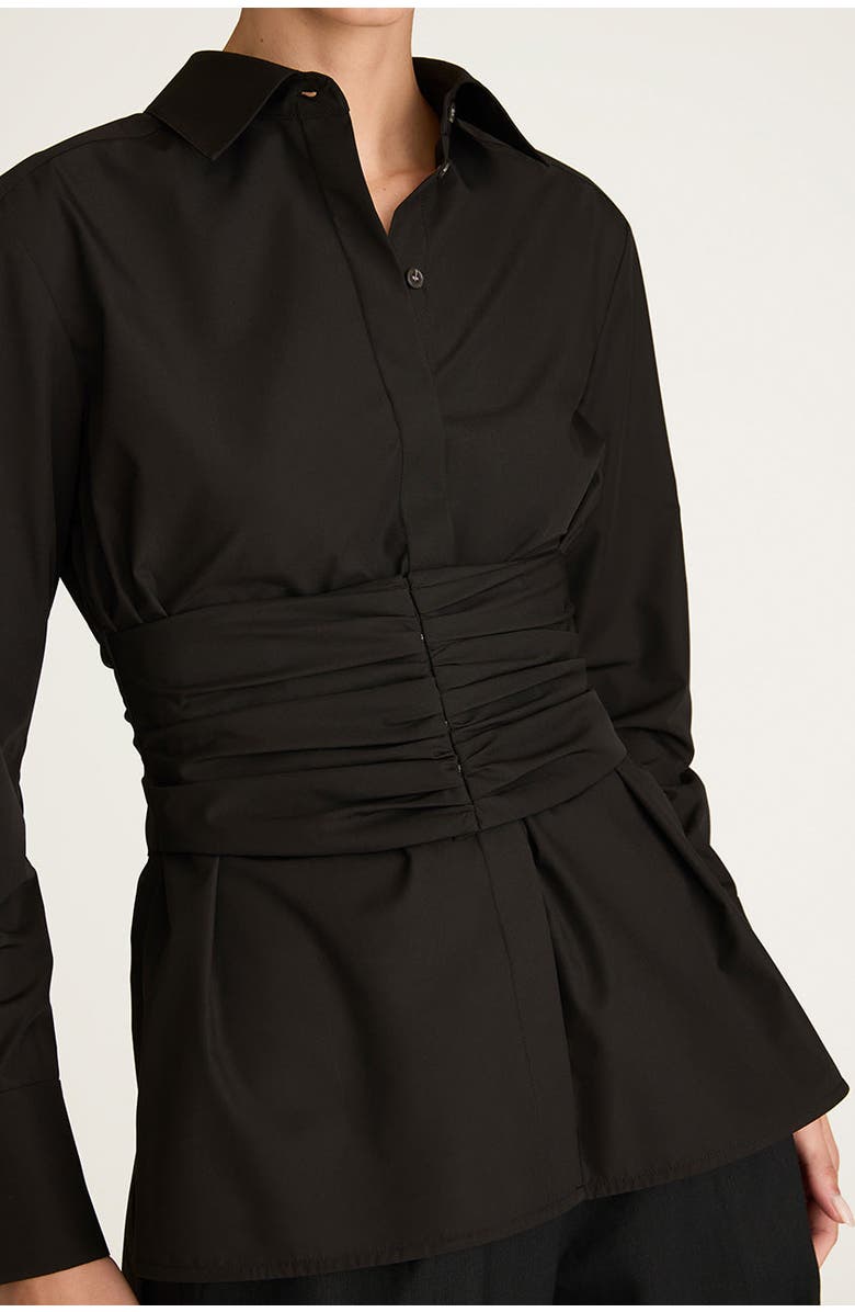 Rebecca Taylor Corseted Button Down, Alternate, color, Black