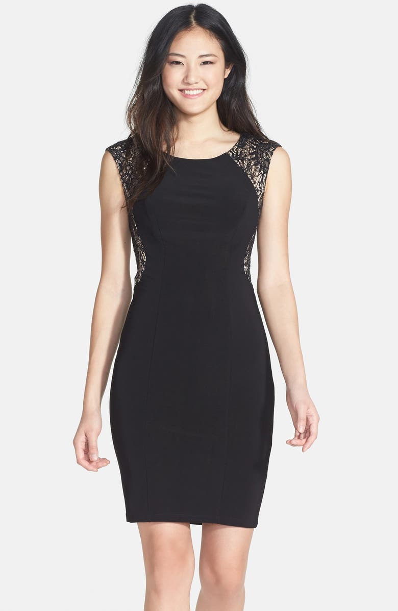 Xscape Evenings Xscape Embellished Lace Detail Jersey Sheath Dress, Main, color,