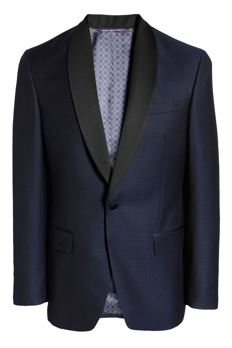 Josh Check Wool Dinner Jacket, Alternate, color, NAVY