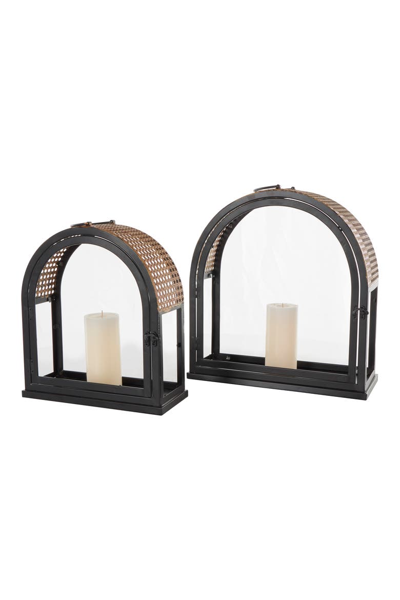 Set of 2 Lantern Candleholders, Main, color, BLACK