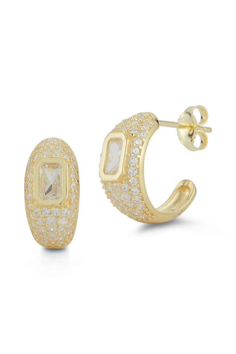 Pavé Cubic Zirconia Hoop Earrings, Main, color, GOLD