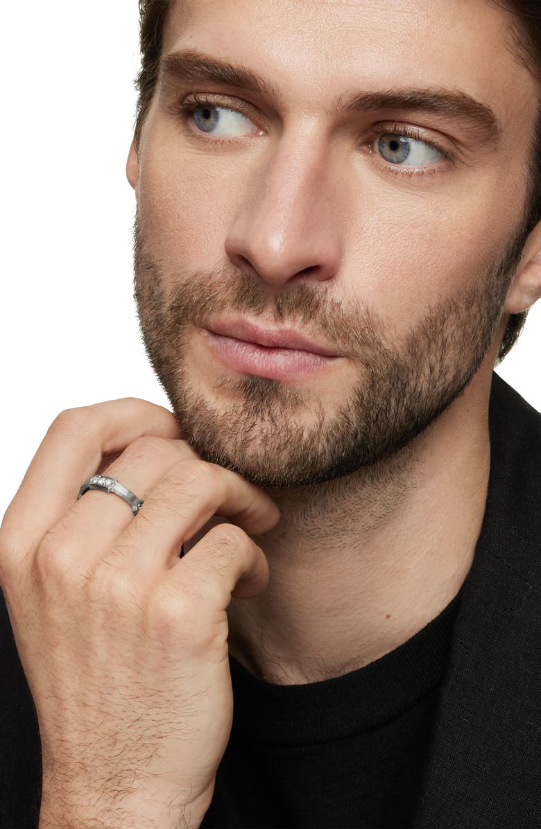 David Yurman 6MM HEX PAVE STATION BAND RING, Alternate, color, Sterling Silver